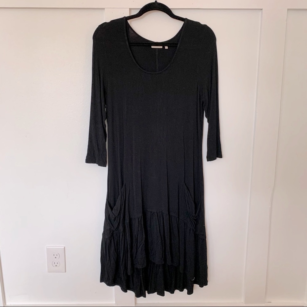 Asymmetrical Black Boho Dress